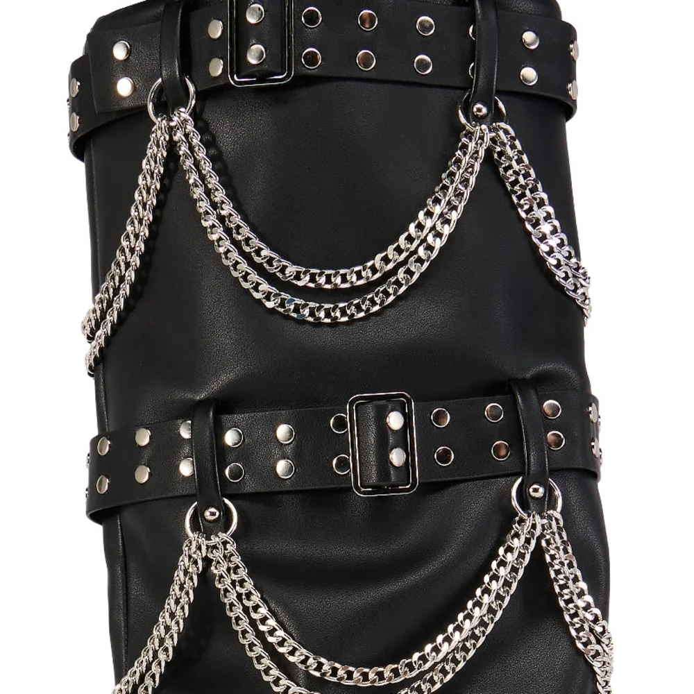 "DEMON HUNTER" Black Chain-Embellished Ankle Boots - Picture 6 of 6